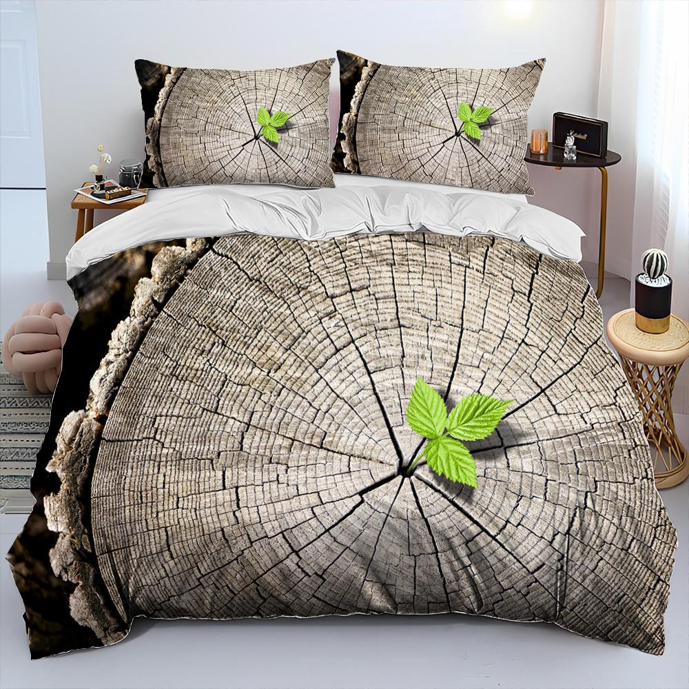 3D Wood Grain Comforter Bedding Set,Duvet Cover Bed Set Quilt Cover Pillowcase,King Queen Size Bedding Set for Adult Child Gift