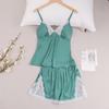 Summer satin pajamas women's silk sexy shorts casual women's lace loungewear set 1111 light luxury