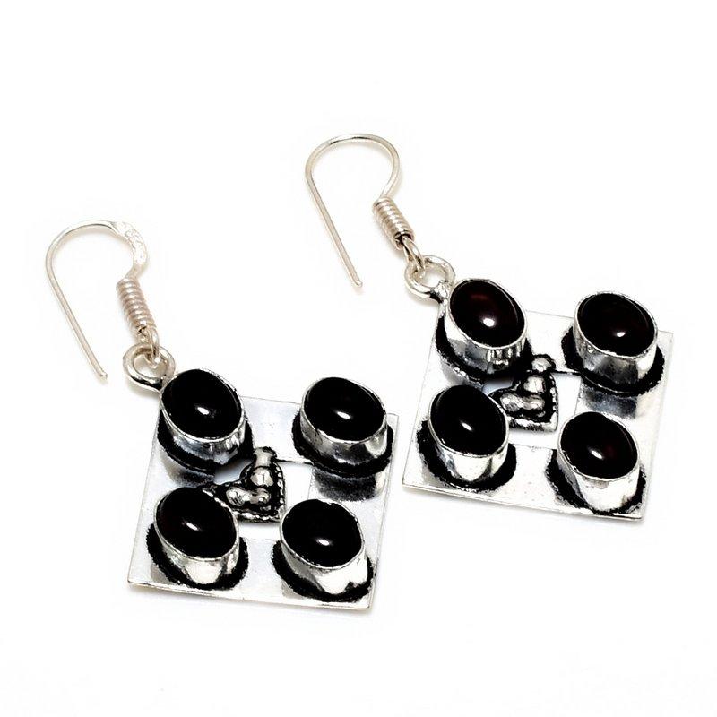 

Ювелирные серьги ручной работы с черным ониксом 925 пробы, посеребренные, 1,89 дюйма