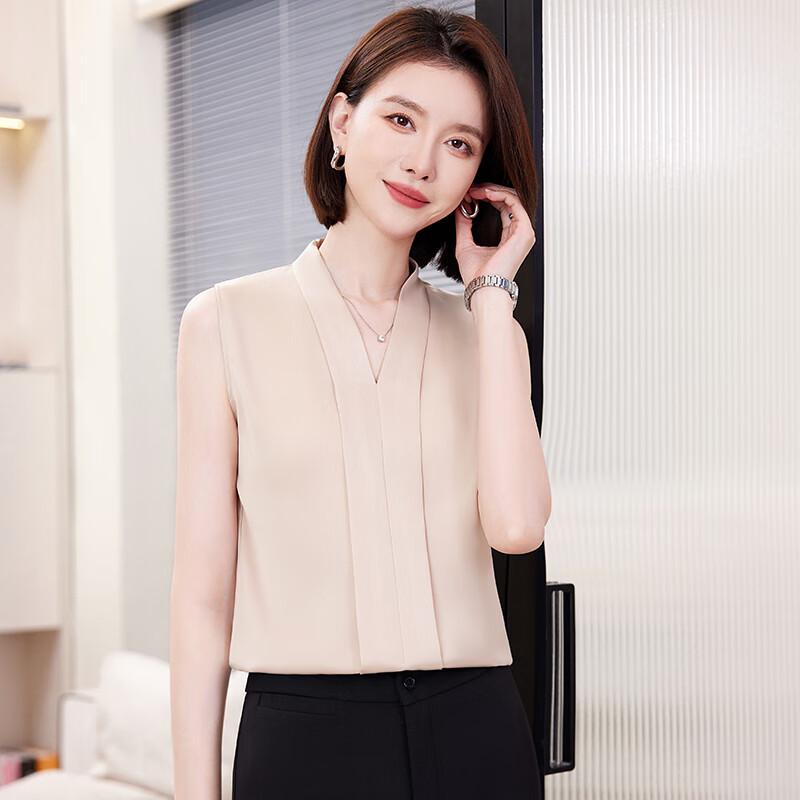 Women's Elegant V-neck Sleeveless Chiffon Blouse