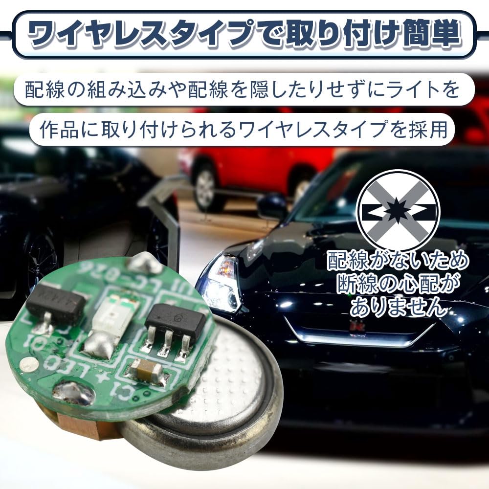 Wireless LED Light Set of 4, Small Lighting Kit with Magnetic Switch, No Wiring Required, Diorama DIY (Red)