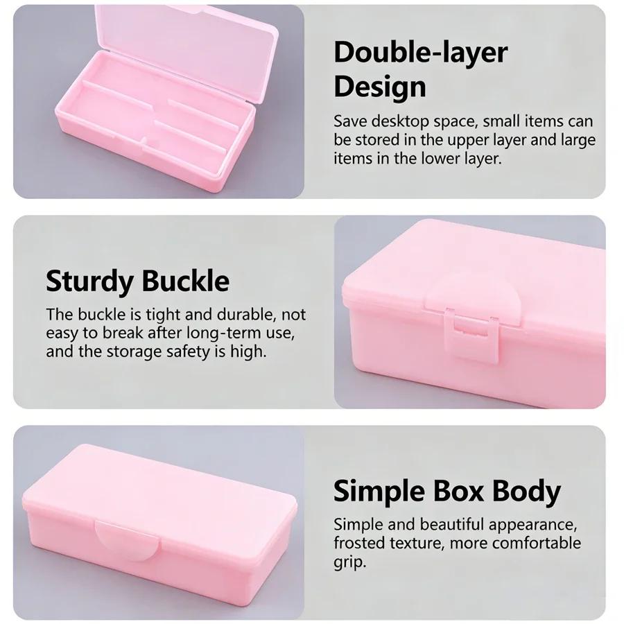 Double Layer Nail Tool Storage Box Organizer Case, Portable Manicure Pedicure Tools Container for Nail Files Cuticle Pusher