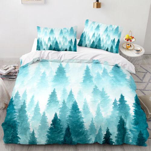 Skogslandskap Påslakan Quilt Cover Sängkläder Set Örngott Enkel Dubbel King Art