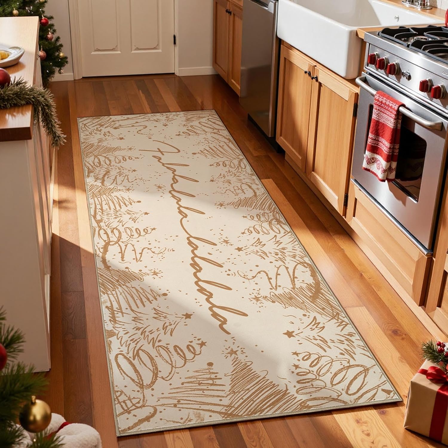

Christmas Runner Rug for Entryway Washable Christmas Tree Kitchen Rug Xmas Mat for Hallway Non-Slip Soft Rugs Home Decor 40x120cm 16x47inch