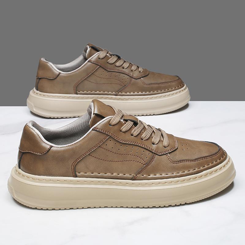 Men's Shoes 2026 New Spring Autum Retro Genuine Leather Thick-Soled Sneakers Men's Leather Versatile Sports Men Casual Shoes