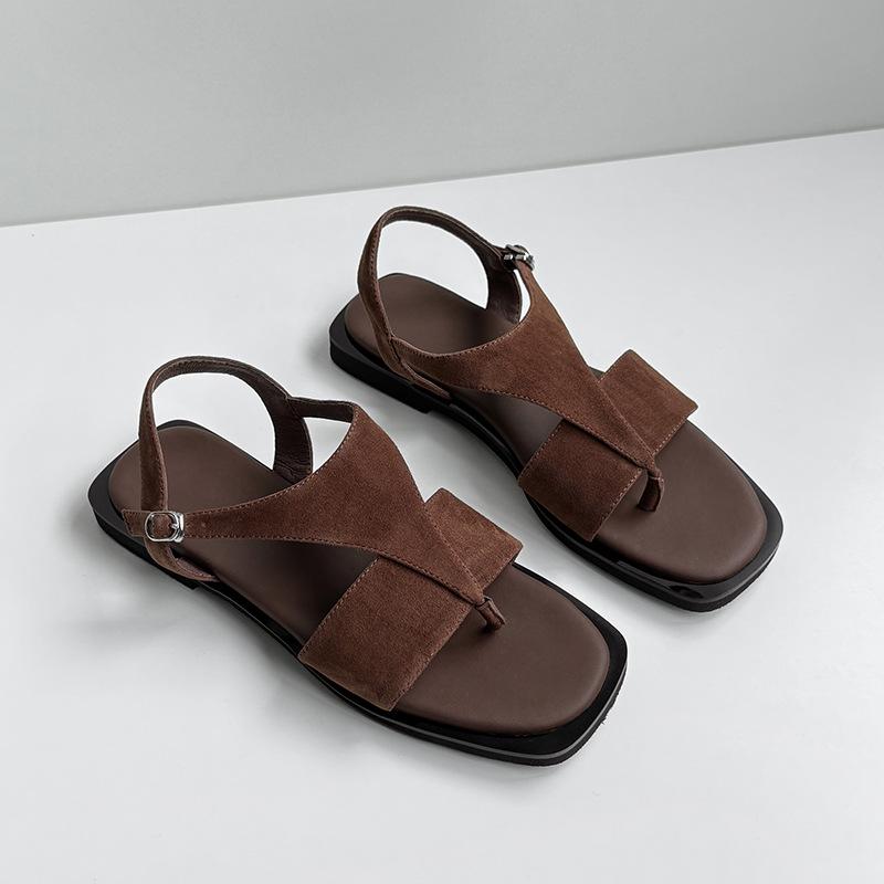 

Нишевый дизайн матовое слово с носком сандалии-гладиаторы женские лето 2025 новые пляжные римские туфли 39 темно-коричневого