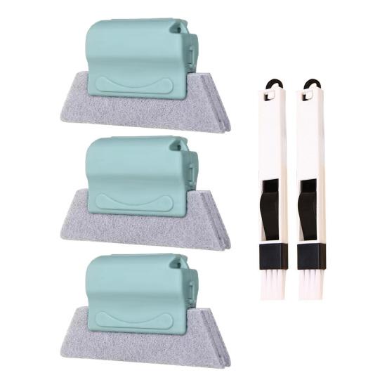 Window Track Cleaning Brush Set Hand-held Window Groove Cleaner Brushes Dual-Sided Design Replaceable Sponge Cleaning Brush