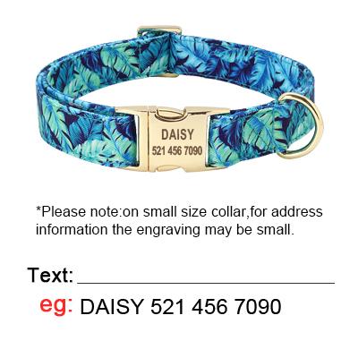 

Personalized Dog Collar And Leash Set Nylon Dog Collars Floral Printed Pet Walking Leash Customized ID Tag For Medium Large Dogs S
