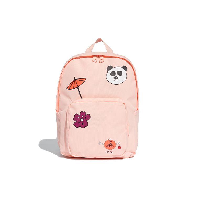 Adidas Lk Cleo Panda Print Polyester Backpack Women Backpack Misty-Coral Black FS8370 Hazy Coral Powder/Black