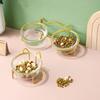 Double Glass Bowl Puppy Food Bowl Gold Stand Raised Water Feeder Bowl Cat and Dog