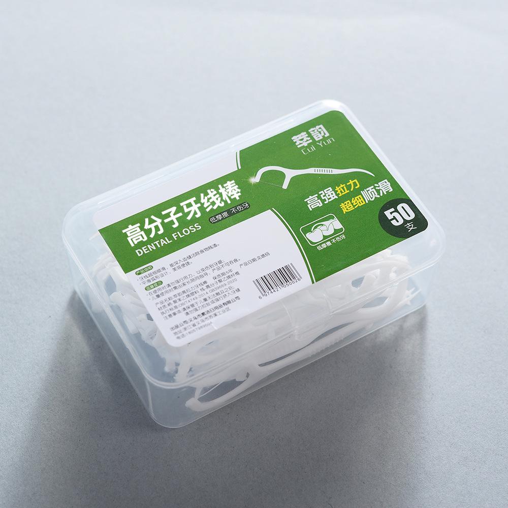 Cui Yun Dental Floss Sticks - 50-Count Box: Portable Oral Care with Interdental Plastic Toothpicks for Cleaning Teeth Gaps