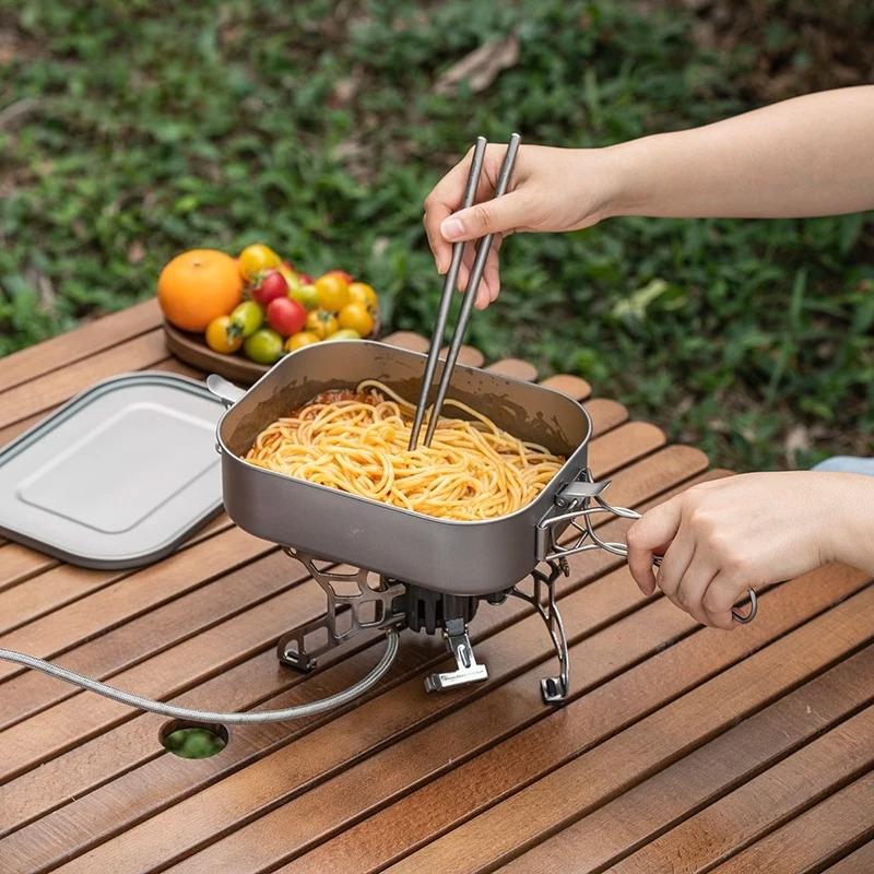 Titanium Bento with Lid & Handle Leak Proof Lunch Box Container Ultralight Outdoor Camping Cookware Ti2081C-83C