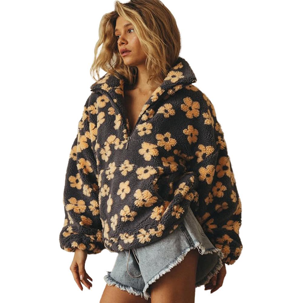 Felpa Pullover Calda in Pile da Donna Europea e Americana Autunno/Inverno 2025