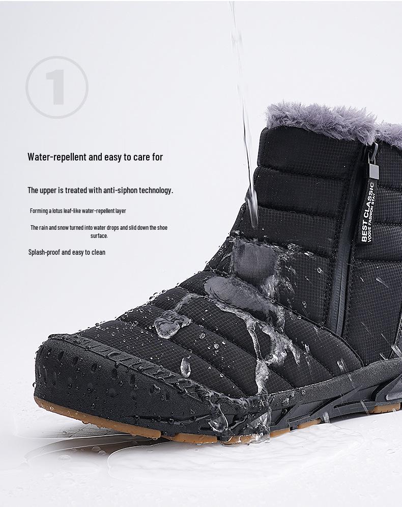 Unisex Mid-Top Waterproof Winter Snow Boots with Anti-Slip Sole and Plush Lining