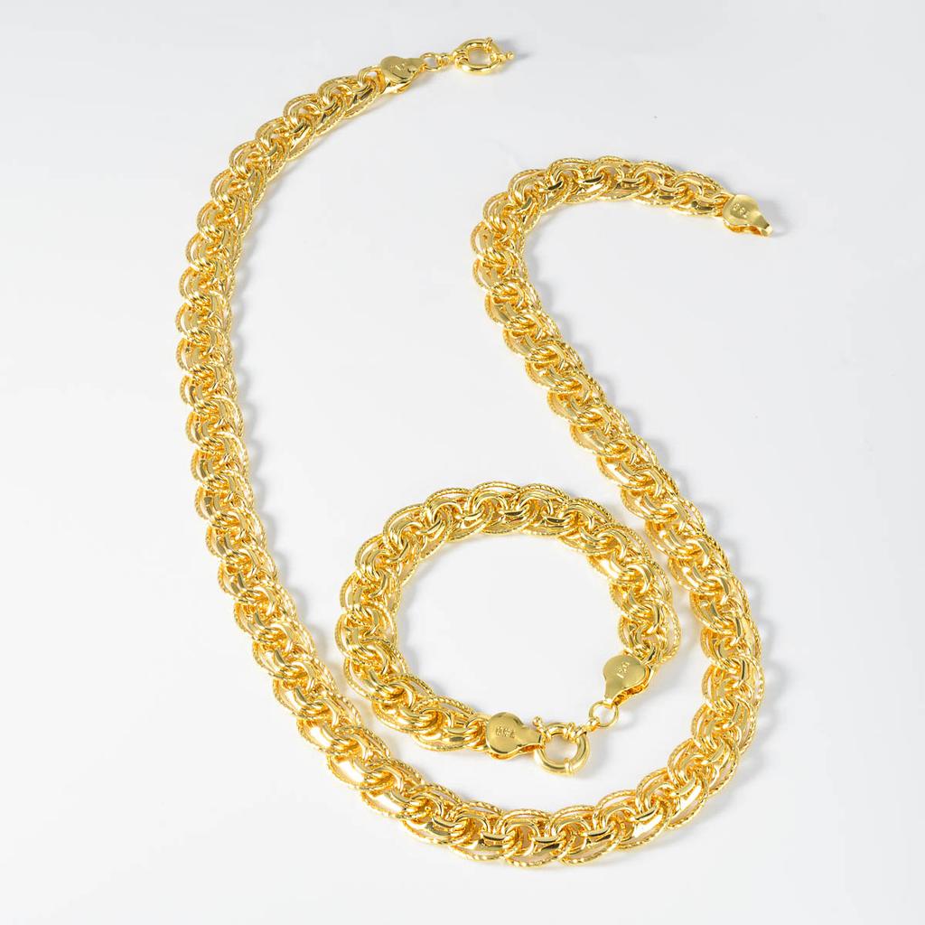 Exaggerated Local Tyrant Chain Circle Round Ring Buckle European and American Domineering Necklace Bracelet Set 2026