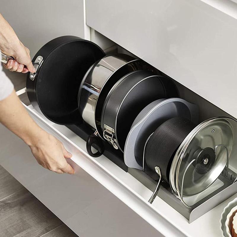 1Pcs Expandable Stainless Steel Pot Lid Organizer Rack Pan Lid Holder Kitchen Cookware Organizer For Lids Plates Cutting Board
