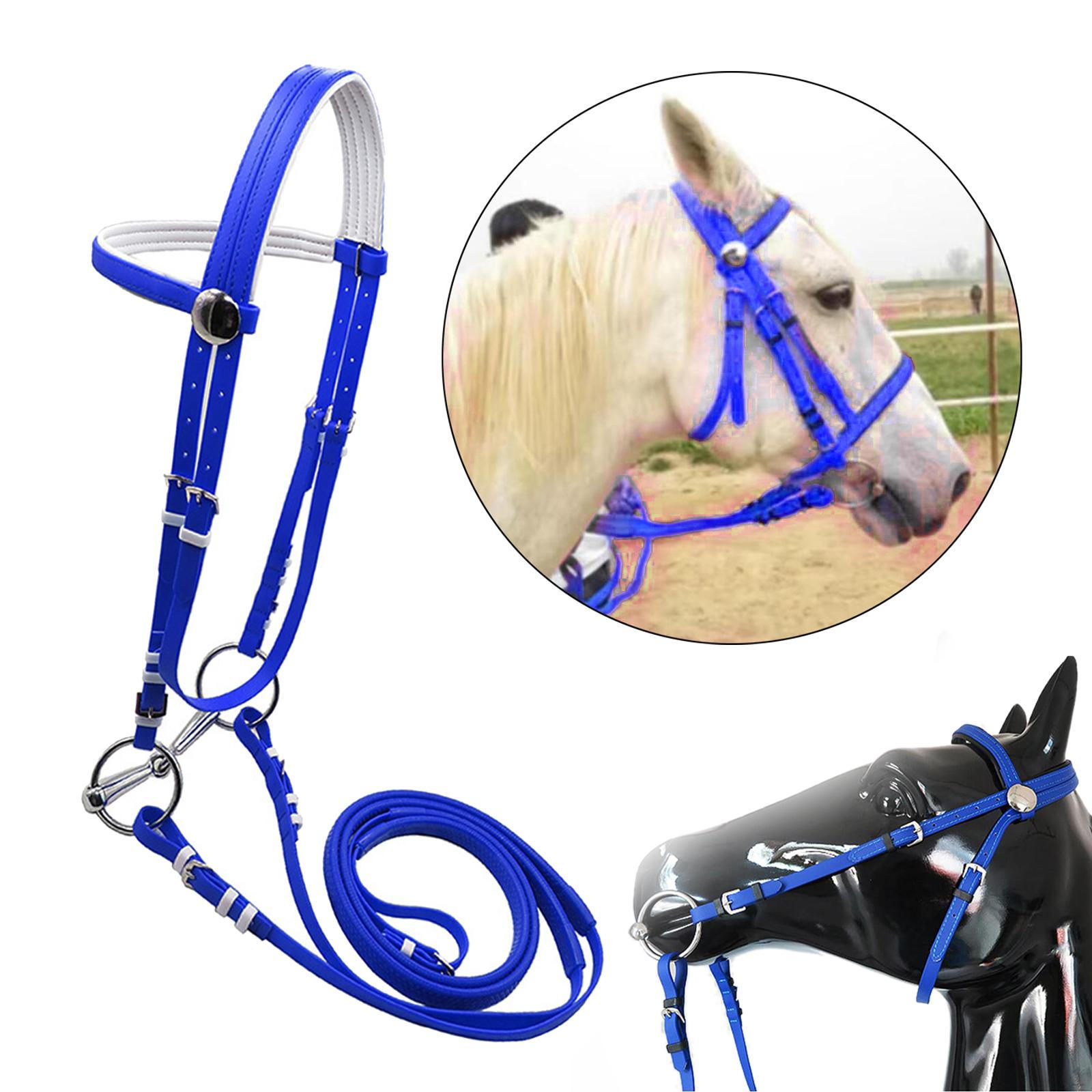 

Конская уздечка с поводом, недоуздок, универсальный нержавеющий трензель, наголовник, веревка для верховой езды для клуба M blue
