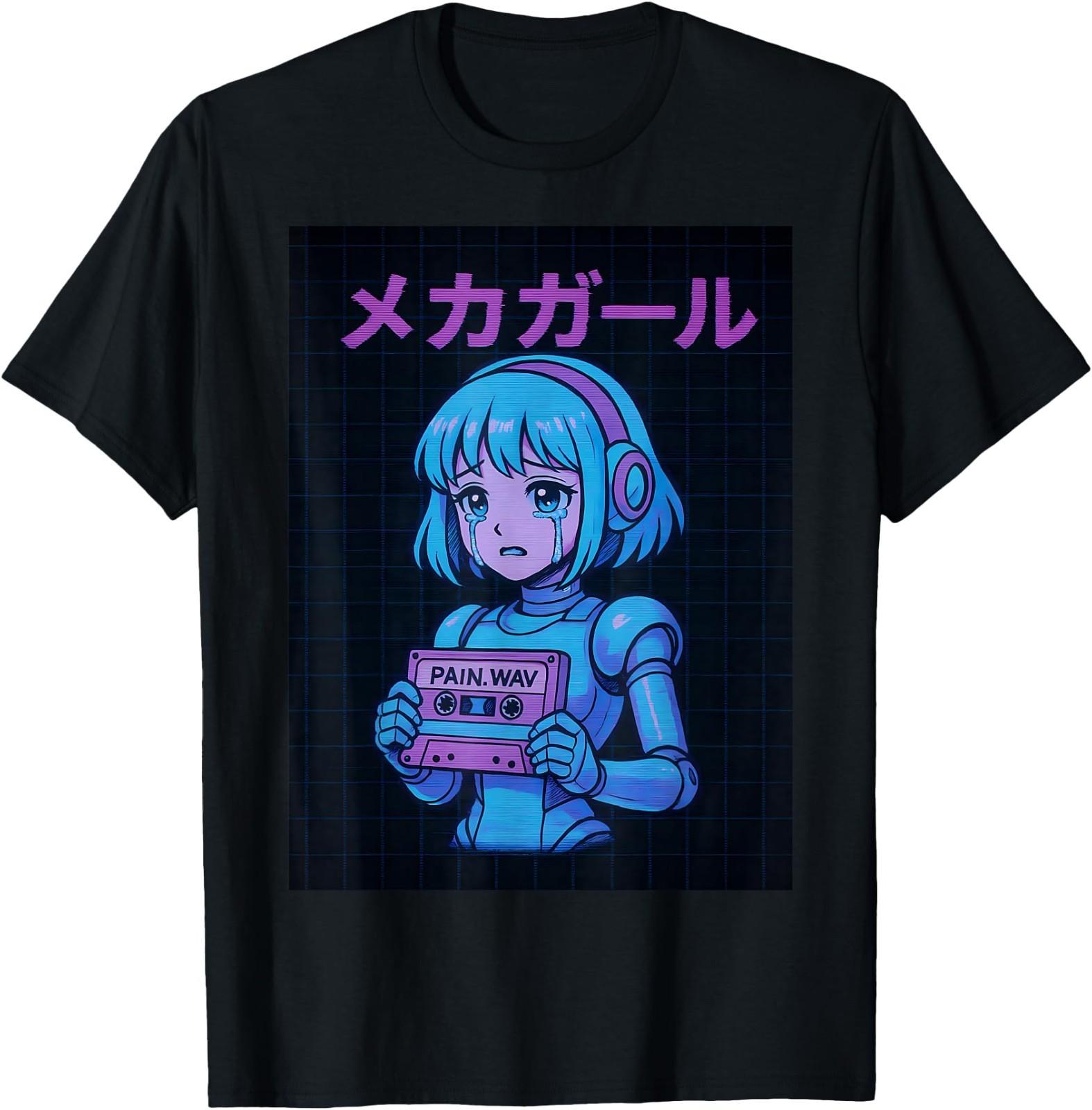 Vaporwave Anime Girl Cassette Tape Retro Japanese Aesthetic T-Shirt 3XL