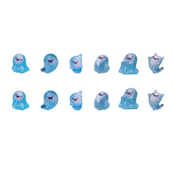 Glow in The Dark Mini Ghost Figures with Box Luminous Small Resin Ghost Figurine Miniature Ghost Garden Decor for Halloween Party Favors