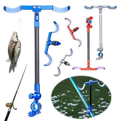 Portable Fishing Rod Holder Hold 2 Rods Adjustable Fishing Rod Bracket Foldable Telescopic Detachable Fishing Tackle