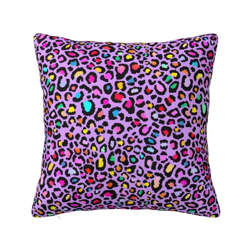 Colofrul Rainbow Leopard Throw Pillow Case Home Decorative Modern Cushions Cover For Sofa Chair Square Polyester Pillowcase