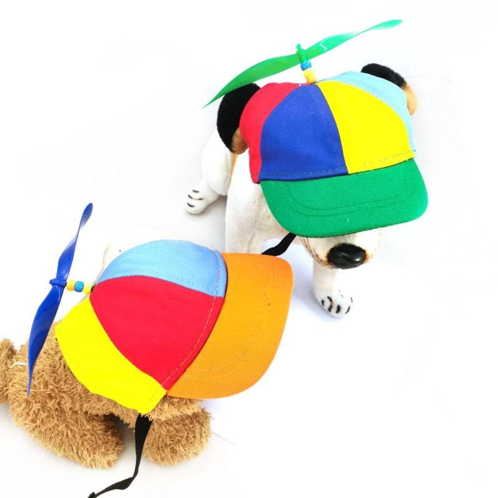 Rainbow Helicopter Top Hat Colorful Dog Sun Hat Dog Propeller Hat Small Medium Large Dogs Cat