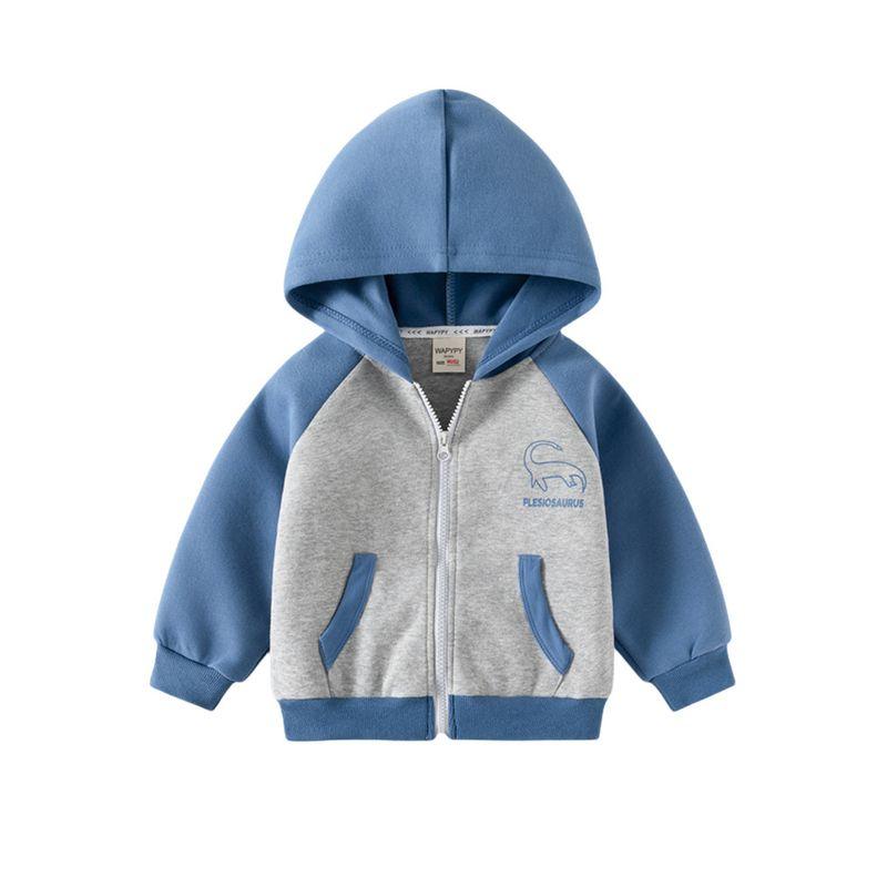 Korean Children's Clothing Spring and Autumn Children's Hooded Sweatshirt Boy Dinosaur Coat Hoodie Baby Boy Long Sleeves Clothes Zip-up Shirt