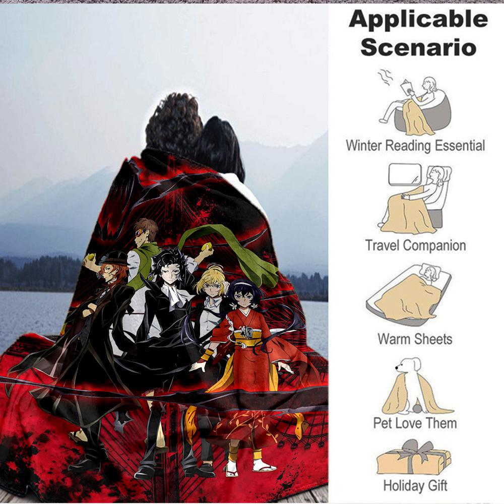 1pc Demon Slayer Flannel Blanket [Cozy Throw Blanket] For Sofa, Bed, Travel, Camping, Livingroom, Office, Couch, Chair, And Bed