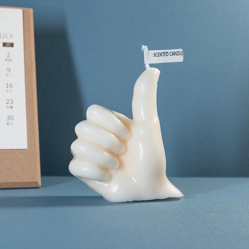 

1Pc Finger Shape Scented Candle - Creative Thumbs-Up Soy Wax Aromatherapy Candle for Desktop Decor, Photo Prop & Gift Giving красный