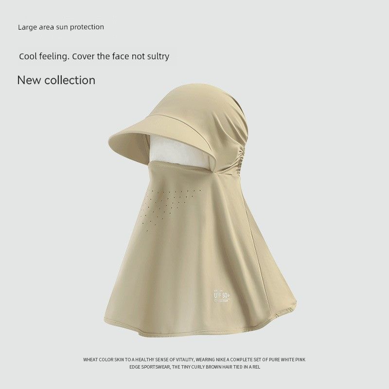 

Летняя новинка Маска для защиты лица от солнца Защита шеи Встроенная шляпа Можно завязать ленту хвостика Козырек Велосипедная кепка Защита от солнца Головной убор Rear elastic one-piece cap-khakis One size