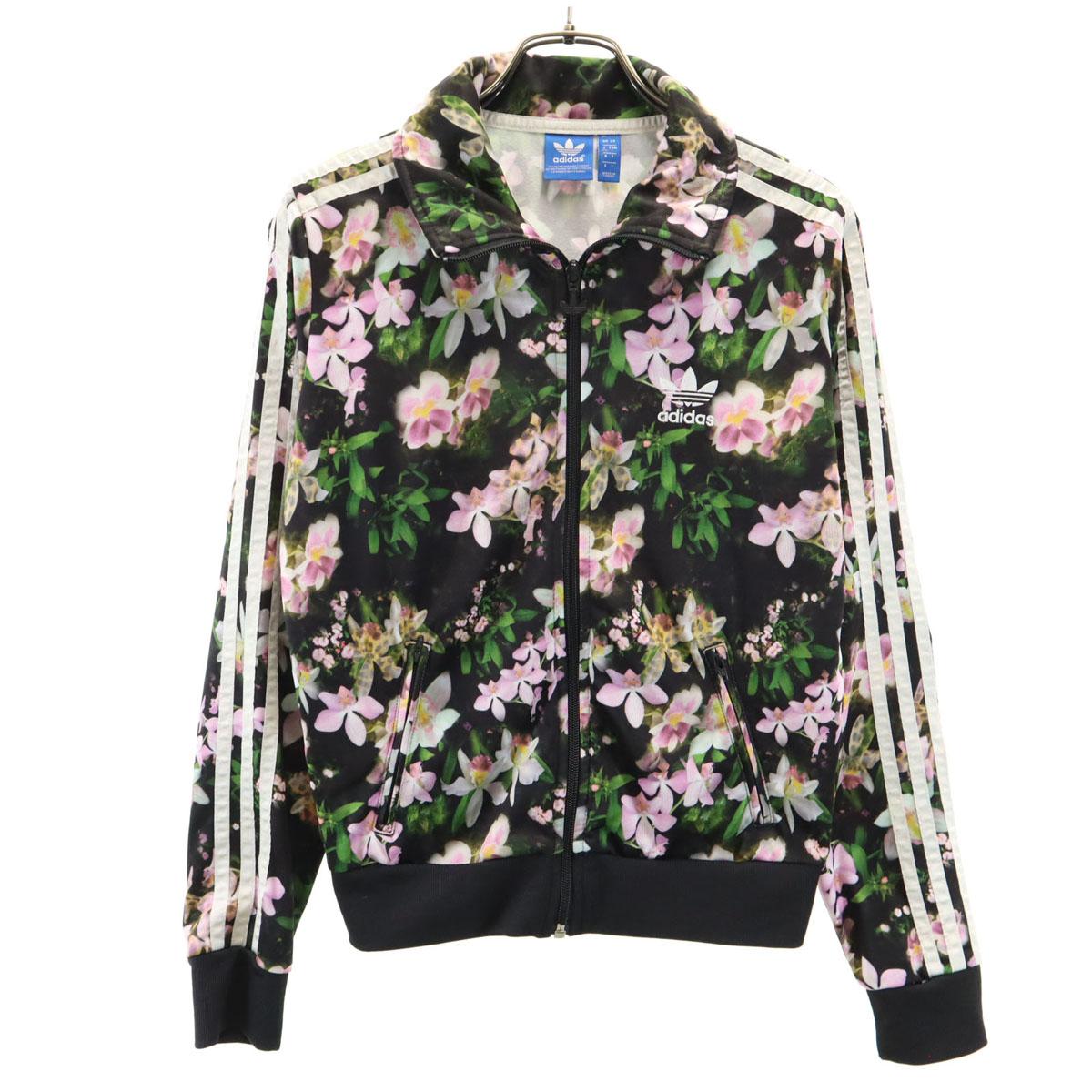

adidas Originals логотип трилистника цветочный принт Олимпийка L черный Джерси Женский Б/у