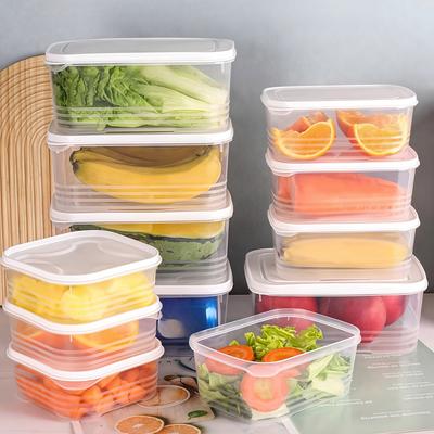 Airtight Plastic Food Storage Box Square Fridge Organizer for Vegetables Fruits Meat Sealed Container