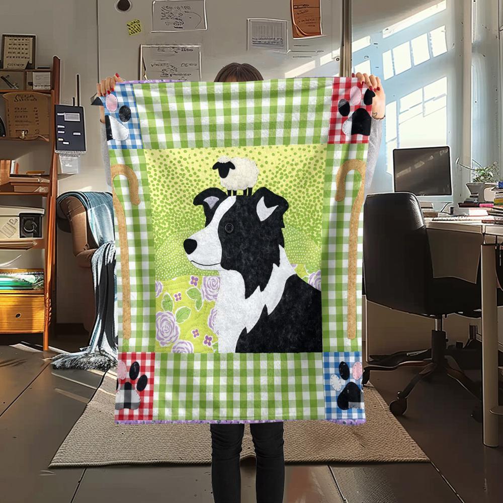 

1Pc Dog Patchwork Print Flannel Blanket High Quality Warm Comfortable Cover for All Seasons Perfect for Gifts Home Decor 80cm x 120cm