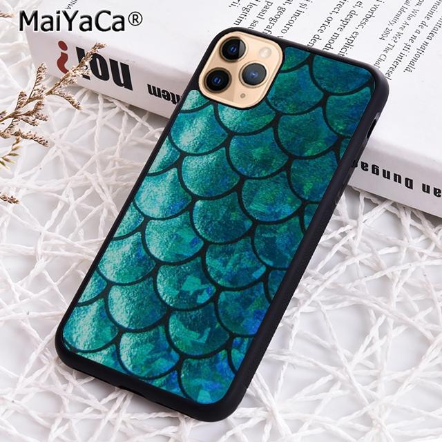MaiYaCa Watercolor Faux Glitter Mermaid Scales Phone Case For iPhone 17 Air 16 16e 15 plus 11 12 13 14 pro max  coque