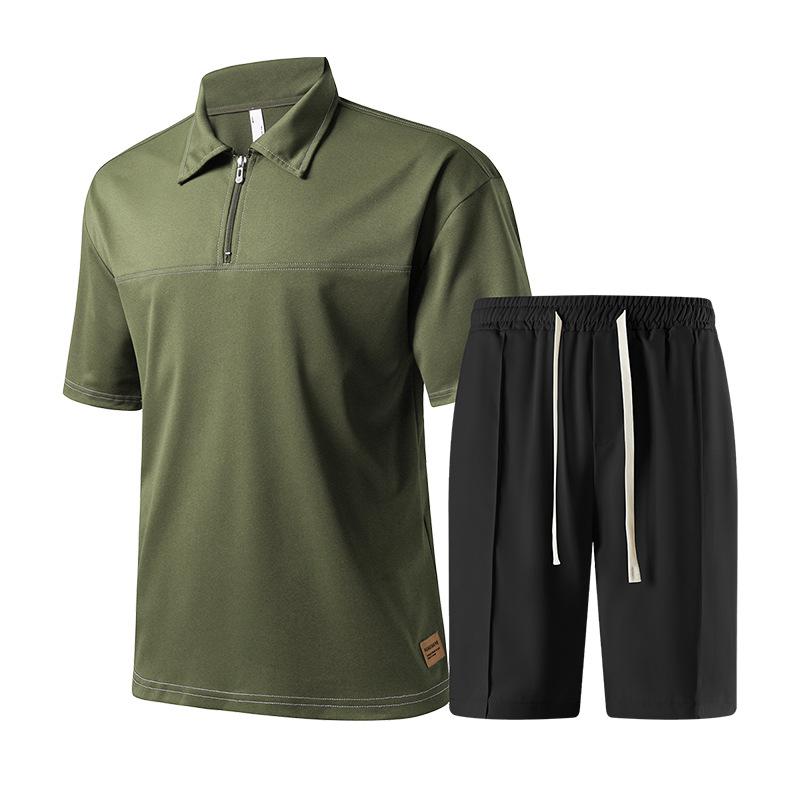 Lockere Shorts mit Reißverschluss POLO Eisseide Herren Freizeit Sport Set