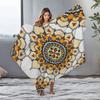 Boho Mandala Print Blanket Soft Fleece Throw Blanket for Sofa Bed Living Room Bedroom Decoration Gift