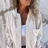Autumn Solid Color Jacket Coat Women's Simple Style Corduroy Hooded Coats Women Fashion Pocket Long Sleeve Casual Jackets