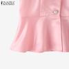 ZANZEA Women Casual Round Neck Solid Color Summer Short Sleeve Blouse