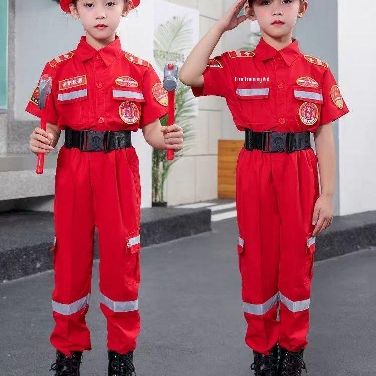 Kids' Firefighter Costume: Halloween Cosplay & Performance Set
