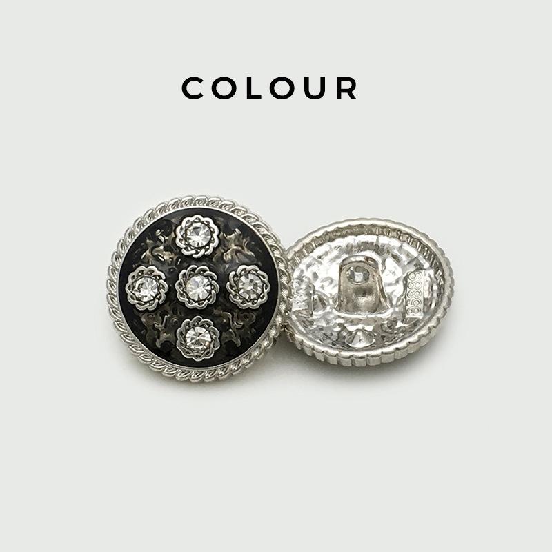 10PCS Of National Style Enamel Colorful Metal Buttons Burnt Blue Palace Oil Square Flower Clothing Button