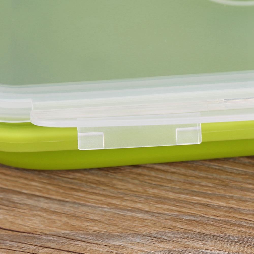 Clip-On Lid Collapsible Lunch Box 800ml Silicone Lunchbox Portable Storage Bowl For Outdoor Travel