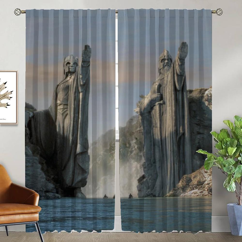 The L-Lord of the Ringes Anti-mosquito Curtains for Living Room Curtain Tulle for Bedroom Shades Partition Curtains 2 Pieces