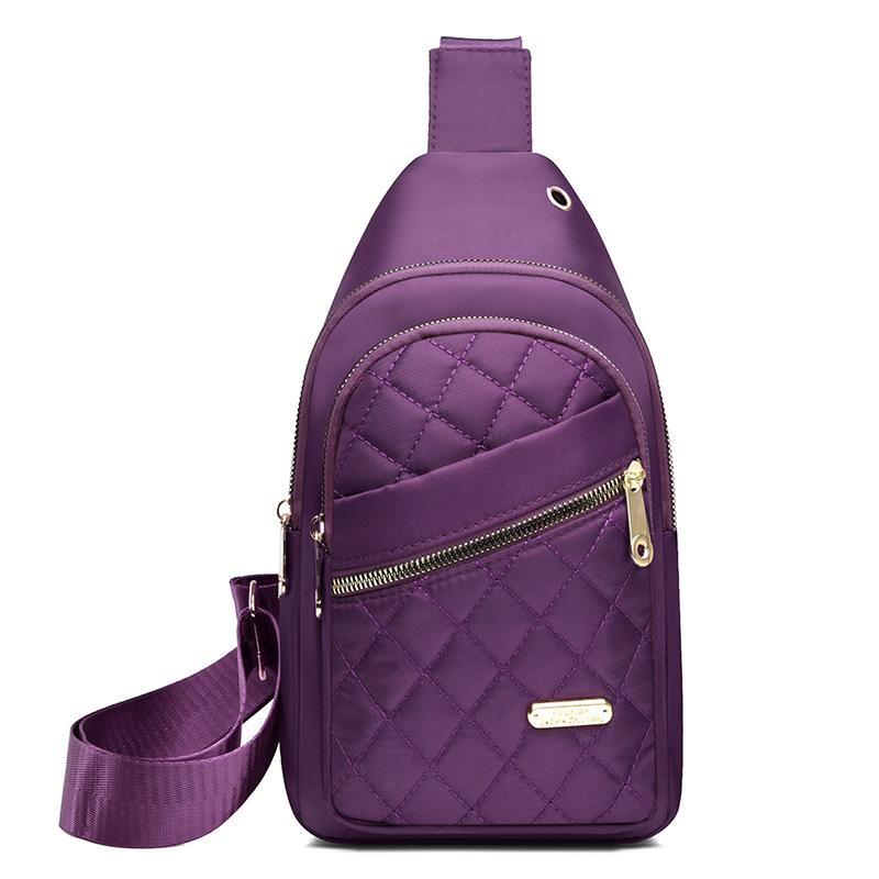 Women's Embroidered Nylon Chest Bag, Unisex Crossbody Sling Pack, Lightweight Travel Hiking Bag