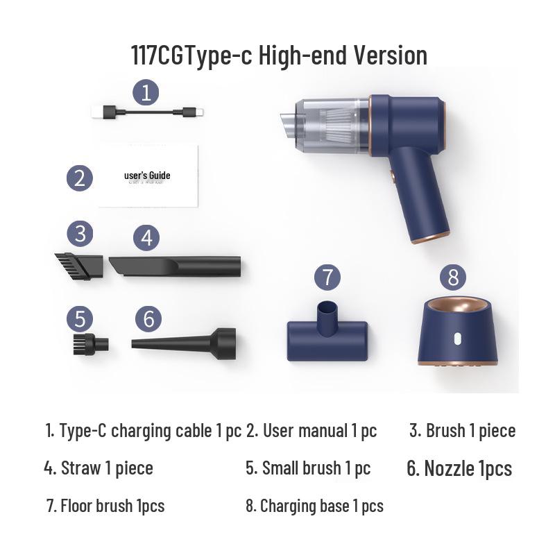 Integrated Blower-Suction Portable Handheld Wireless Car & Household Vacuum Cleaner