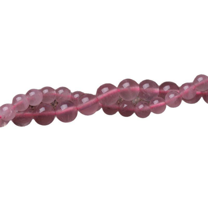 Hongchu Crystal Natural Horsehair Beads Round Bead Madagascar Creamy Pink Crystal Semi-finished Product