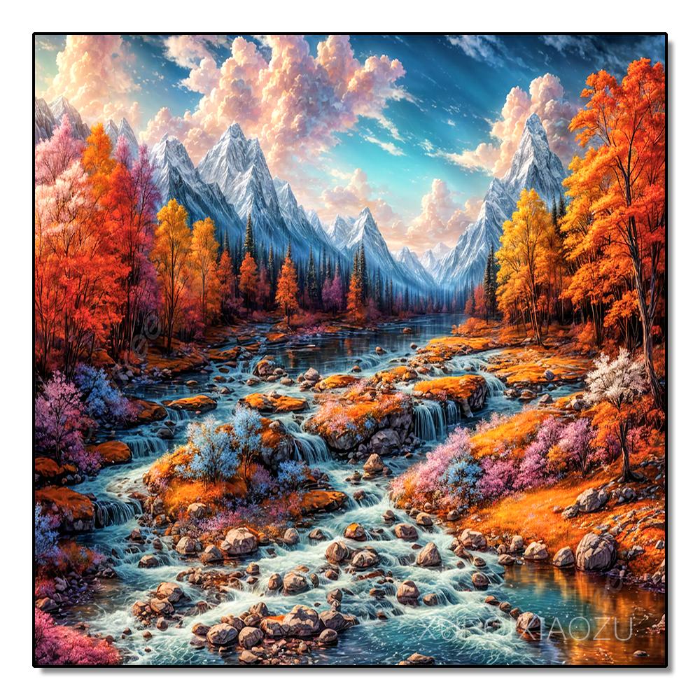 DIY Plná kulatá/čtvercová vrtačka Krajina Diamantová malba 5D Venkovská scenérie Domácí dekorace Umělecké řemeslo Kamínky Sada pro křížkovou výšivku