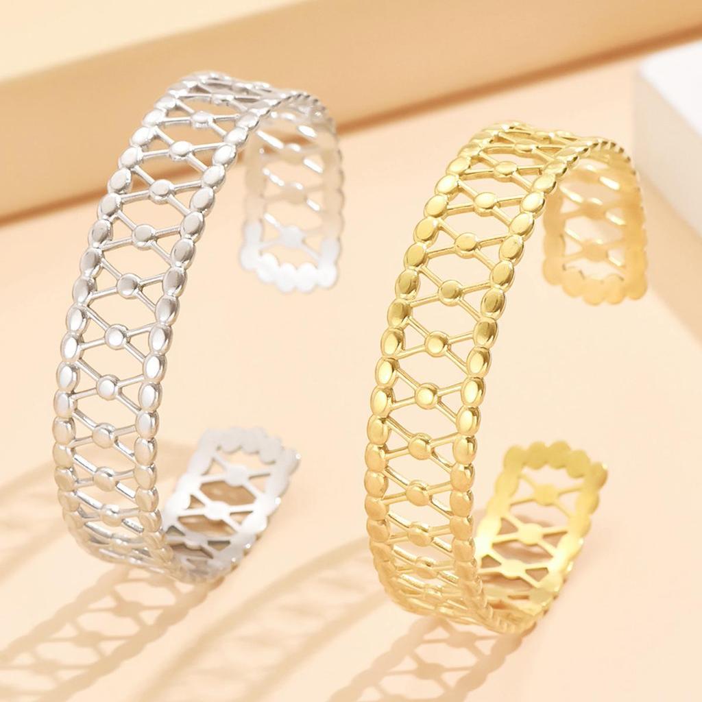 Women's 18K Gold Hollow Geometric Line Intersecting Stainless Steel Bracelet
