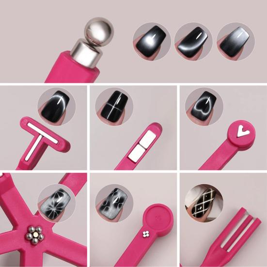 2Pcs 8-in-1 Cat Eyes Nail Magnet Multi-function Cat Eyes Gel Polish Nail Art Magnet