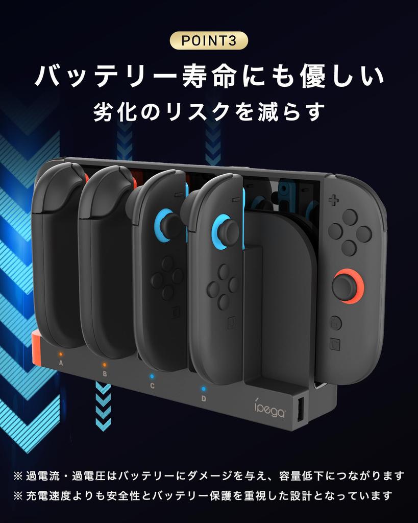 Nintendo Switch 2 Dock Stand Charger for 4 Controllers Rich Black Joy-Con Joy-Con Simultaneously,
