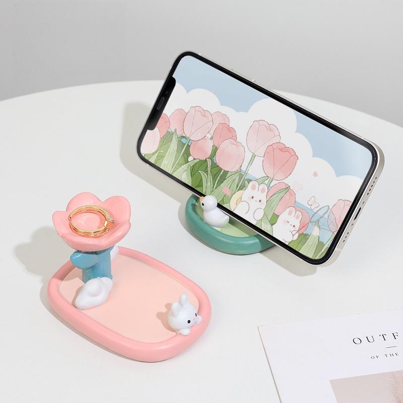 Original Cute Little Rabbit Phone Holder Ornament Creative Home Office Desktop Lazy IPad Stand